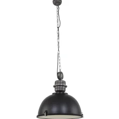 Zwarte industriële hanglamp Bikkel L02