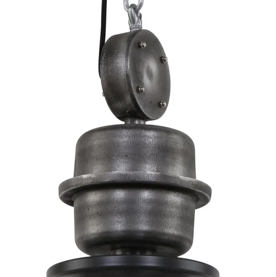 Zwarte industriële hanglamp Bikkel L02
