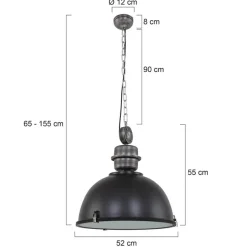 Zwarte industriële hanglamp Bikkel L02