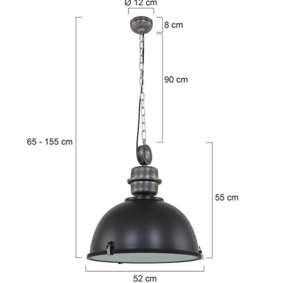 Zwarte industriële hanglamp Bikkel L02