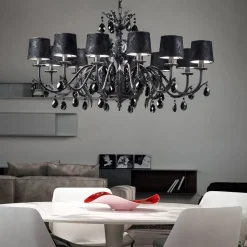 Zwarte Kroonluchter Angelis, 12 lampjes