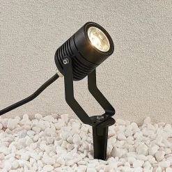 Zwarte LED buitenspot Maris met grondspies