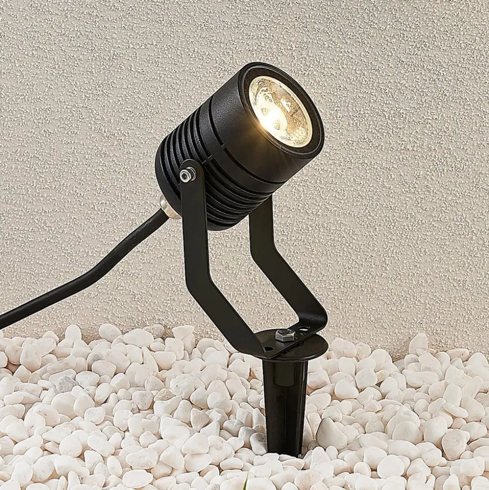 Zwarte LED buitenspot Maris met grondspies