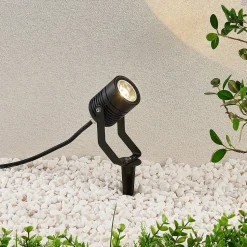 Zwarte LED buitenspot Maris met grondspies