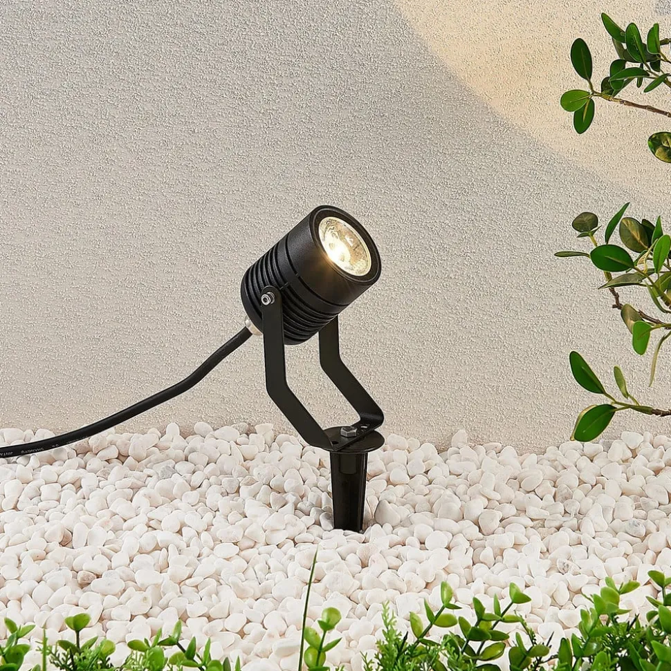 Zwarte LED buitenspot Maris met grondspies