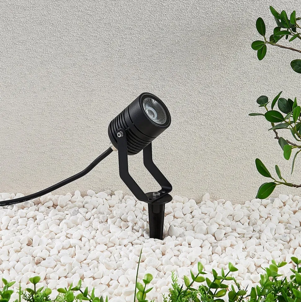 Zwarte LED buitenspot Maris met grondspies