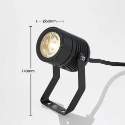 Zwarte LED buitenspot Maris met grondspies