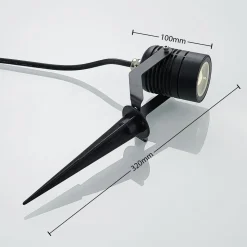 Zwarte LED buitenspot Maris met grondspies