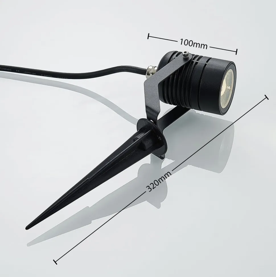 Zwarte LED buitenspot Maris met grondspies