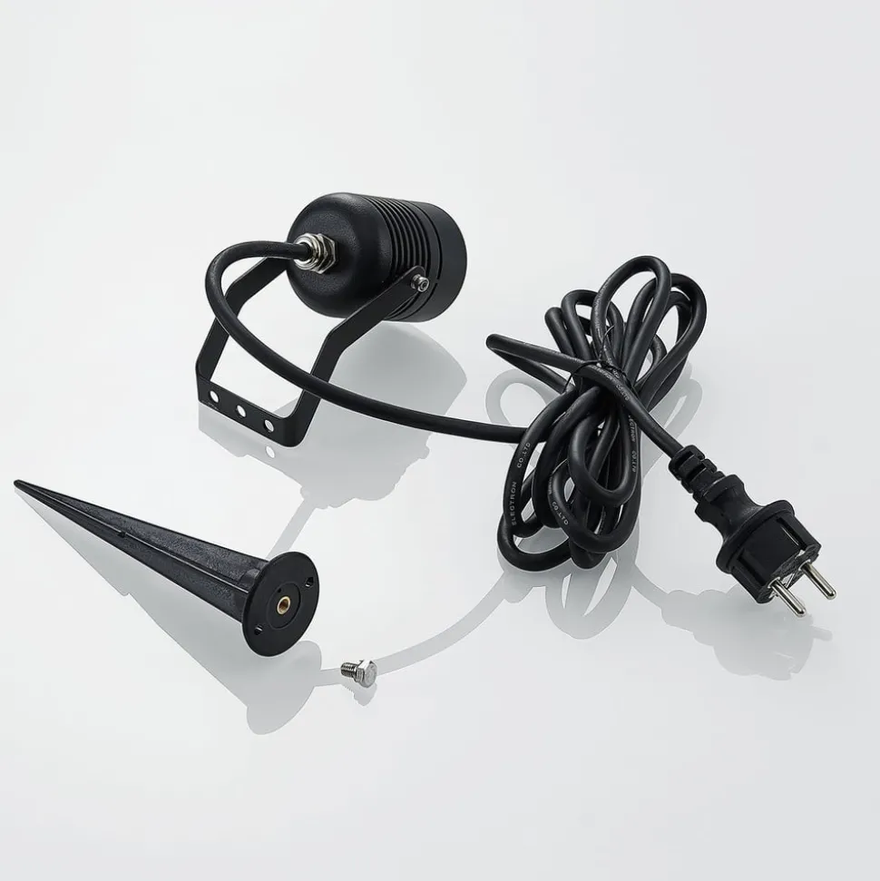 Zwarte LED buitenspot Maris met grondspies