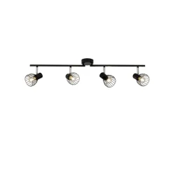 Zwarte plafondspot, lengte 81,5 cm, zwart, 4-lamps,