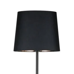 Zwarte textiele vloerlamp Enja met marmeren voet