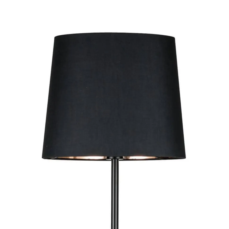 Zwarte textiele vloerlamp Enja met marmeren voet