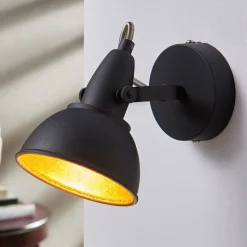 Zwart-gouden wandlamp Julin