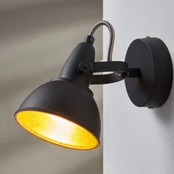 Zwart-gouden wandlamp Julin